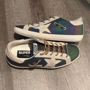 Golden Goose 36 women’s Iridescent Glitter Sneakers inserts include, box, pins!